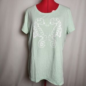 St. John's Bay Mint Green Seahorse Graphic Tee Short Sleeve XL